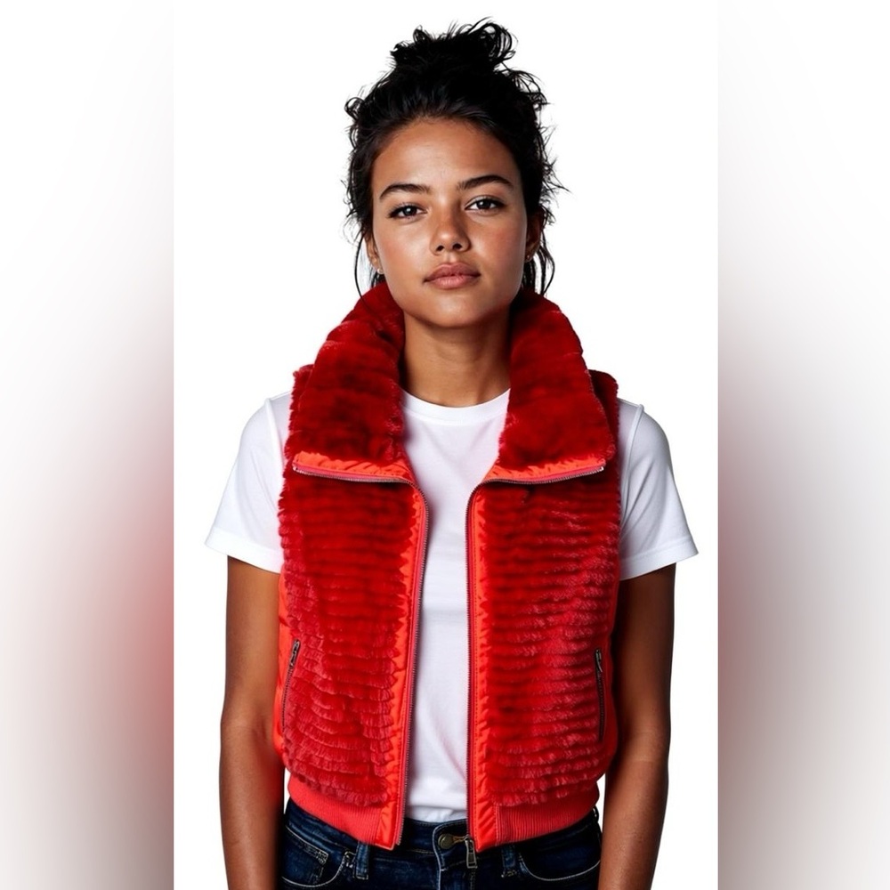 Down Vest with Fur Front